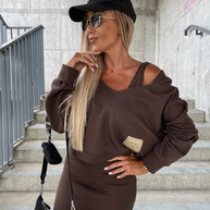 WW | Set Damen Midi Bodycon Kleid & Sweatshirt Outfit