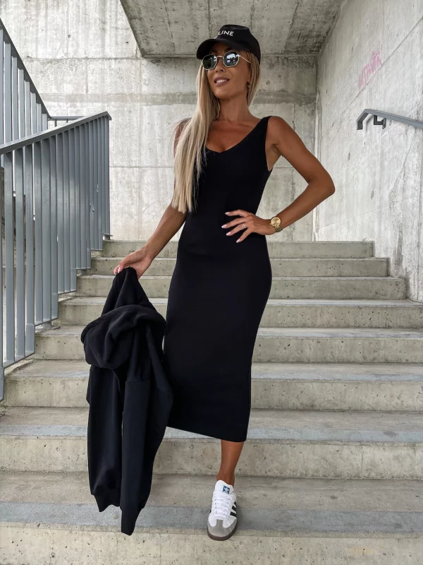WW | Set Damen Midi Bodycon Kleid & Sweatshirt Outfit