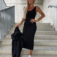 WW | Set Damen Midi Bodycon Kleid & Sweatshirt Outfit