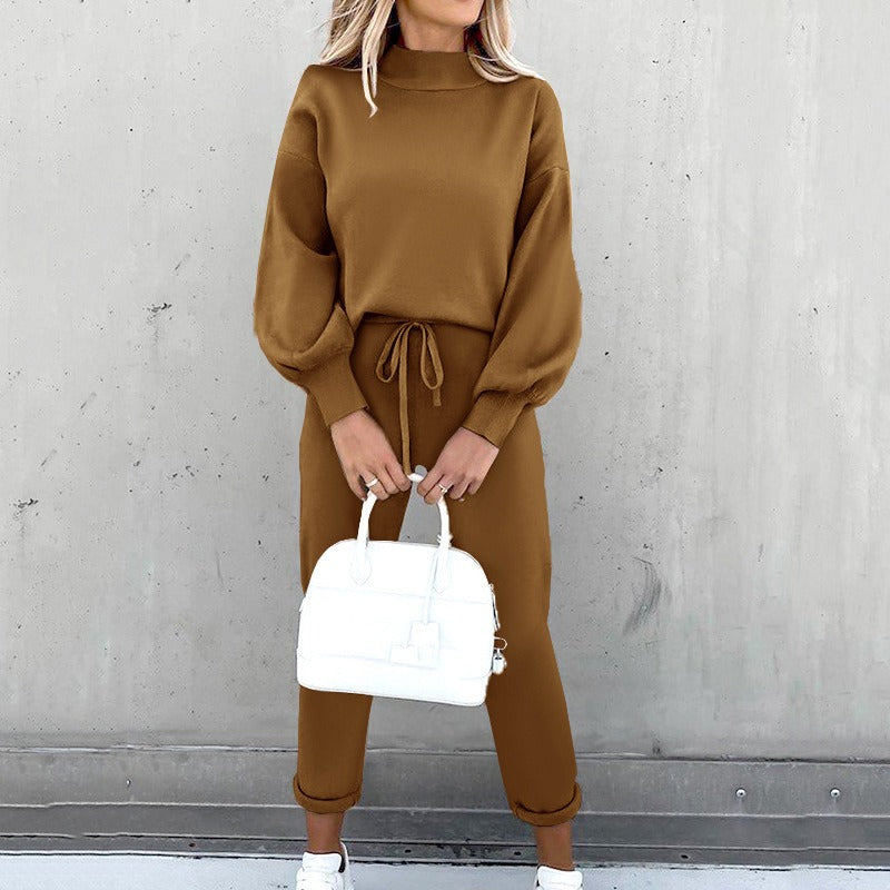 Wolff | Set Langarm Sweatsuit mit elastischer Taille für Frauen Lounge Set