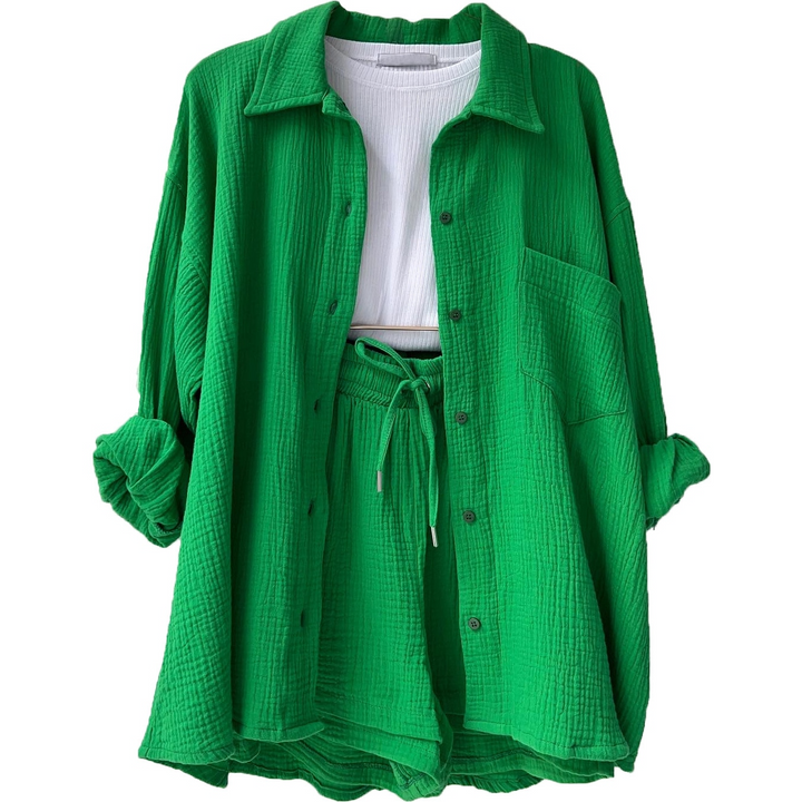 W&W Mode | Set Lose Passform Sommer Lounge Set Leinen Set Womens