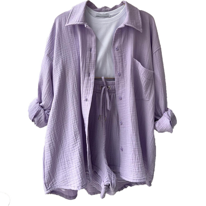 W&W Mode | Set Lose Passform Sommer Lounge Set Leinen Set Womens