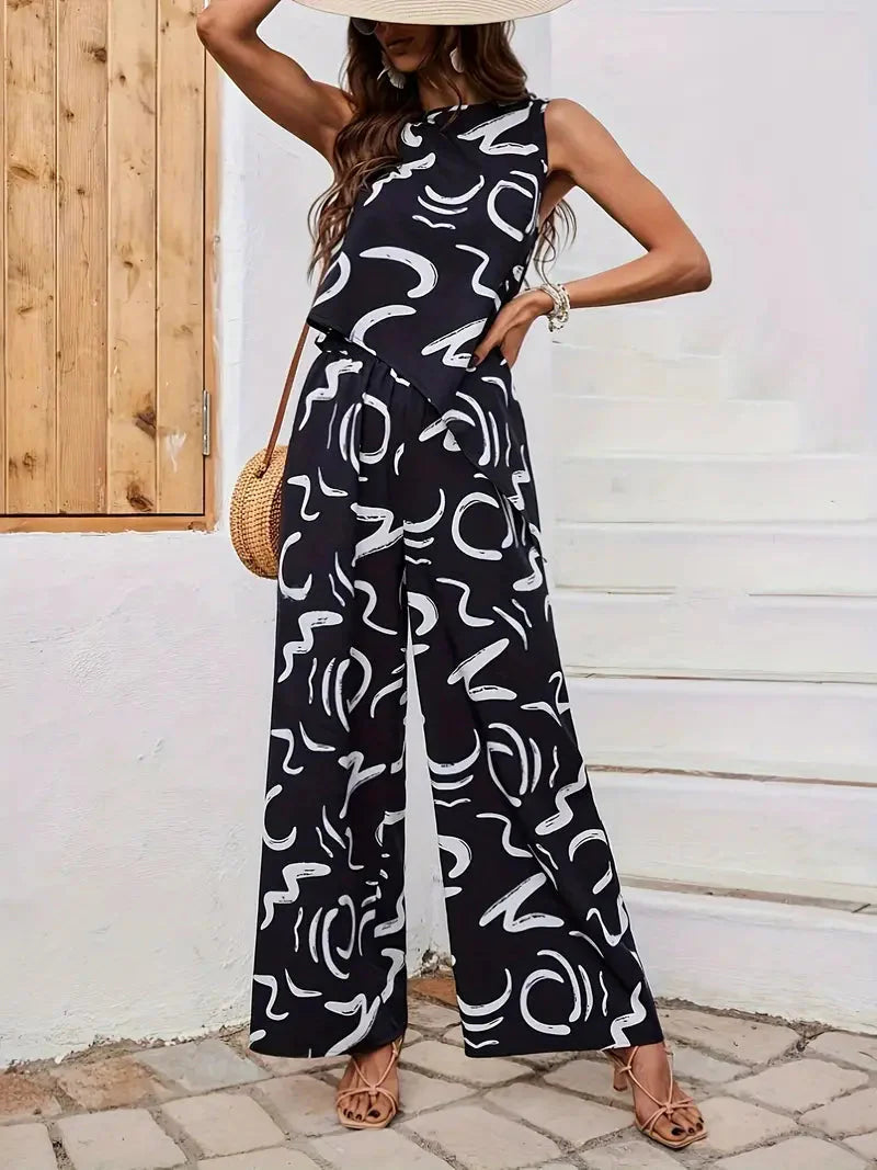 WW | Set Weites Bein Hohe Taille Passendes Set Damenbekleidung