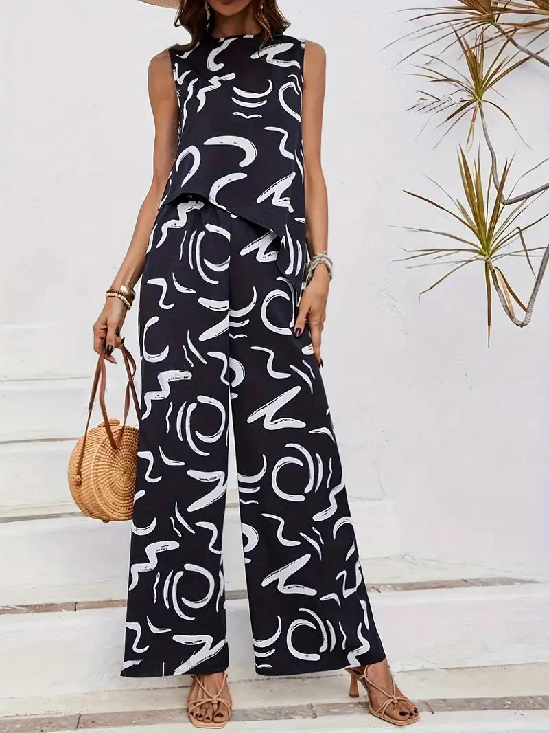 WW | Set Weites Bein Hohe Taille Passendes Set Damenbekleidung