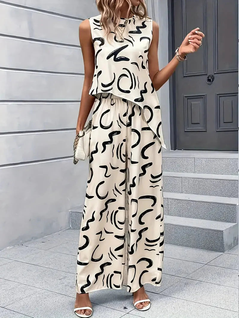 WW | Set Weites Bein Hohe Taille Passendes Set Damenbekleidung