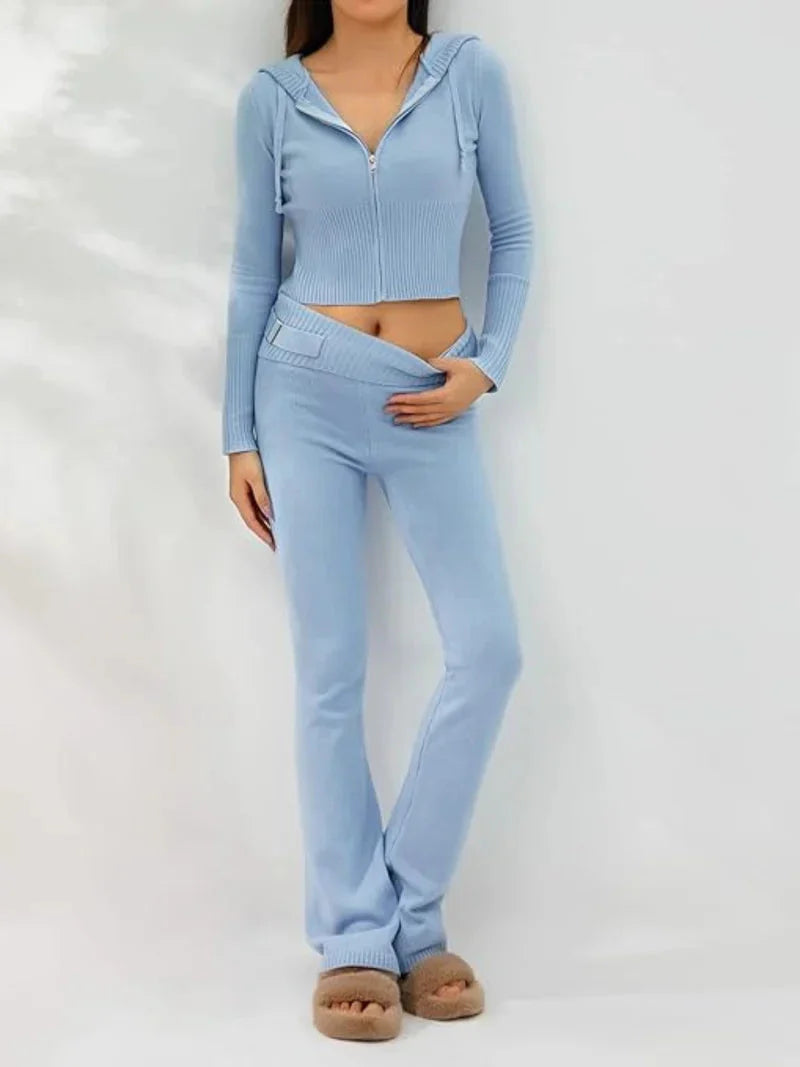WW | Strick Set Kapuzenjacke Strick Cardigan Strick Set Loungewear für Damen
