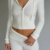 WW | Strick Set Kapuzenjacke Strick Cardigan Strick Set Loungewear für Damen