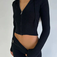 WW | Strick Set Kapuzenjacke Strick Cardigan Strick Set Loungewear für Damen