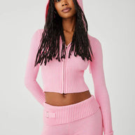 WW | Strick Set Kapuzenjacke Strick Cardigan Strick Set Loungewear für Damen