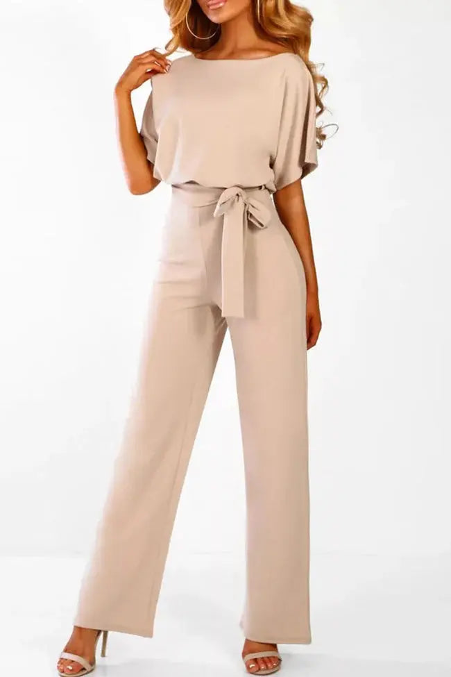 W&W Mode | Eleganter Jumpsuit mit weitem Bein und Taillengürtel