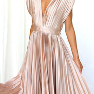 WW | Hallo Schöne Satin Plissee Midi Kleid