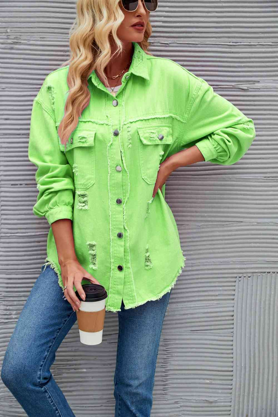 WW | Zerrissene Rohsaum-Denimjacke