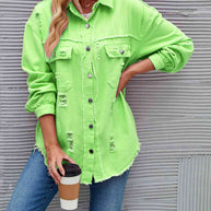 WW | Zerrissene Rohsaum-Denimjacke