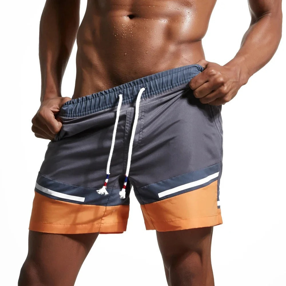 WW | Schnell Trocknende Badeshorts für Männer mit Farbblock-Patchwork