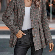 WW | Stilvolle Herbst Klassische Karierte Knopf-Blazer Für Frauen
