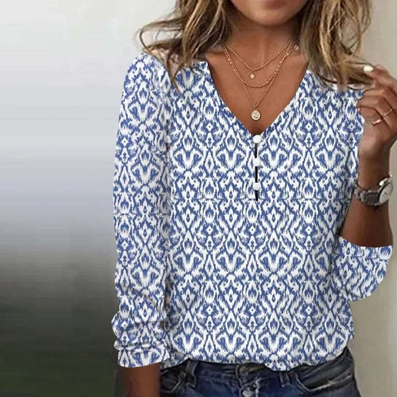 W&W Mode | Damen V-ausschnitt Langarm Bluse