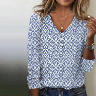 WW | Damen V-ausschnitt Langarm Bluse