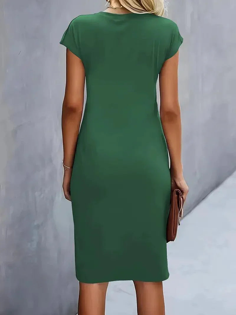 Damen-Kleid mit Rundhalsausschnitt und schmalem Schnitt