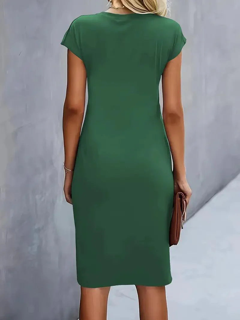 WW | Stilvolles Schmales Kleid Mit Rundhalsausschnitt