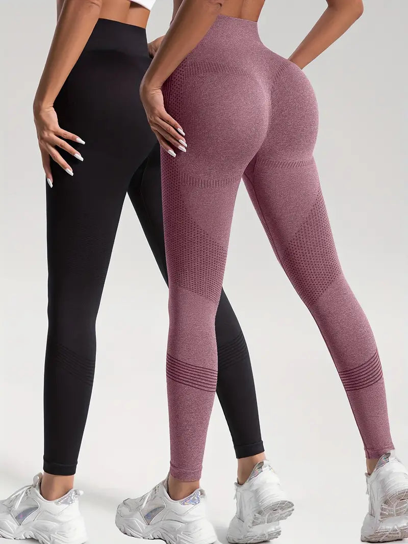 W&W Mode | 2 Stk. Sport Leggings für Yoga und Fitness Einfarbige Farbe mit Hohem Stretch.