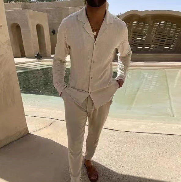 WW | Lässiger Herrenanzug Mit Langarmhemd Und Slim Fit Hose