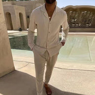 WW | Lässiger Herrenanzug Mit Langarmhemd Und Slim Fit Hose