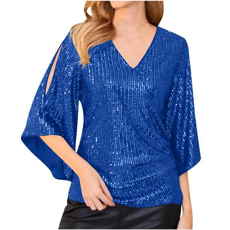 WW | Lockeres Midilanges T-Shirt Mit Pailletten Für Frauen