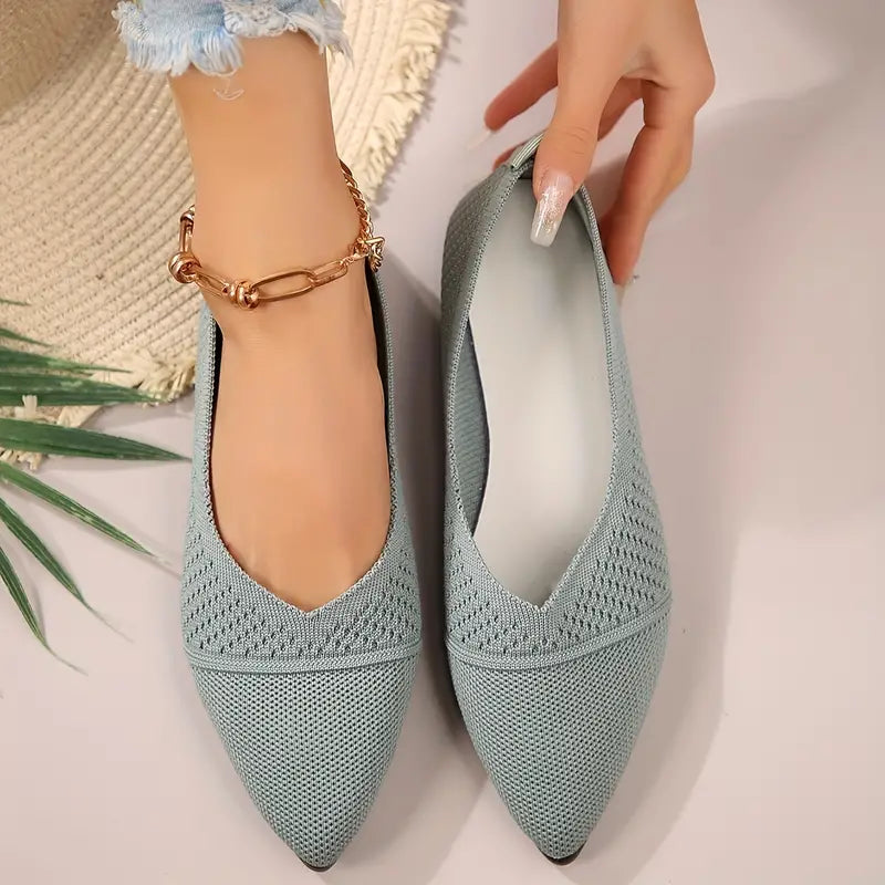 WW | Atmungsaktive, Strick, Flache Slipper mit Weicher Sohle