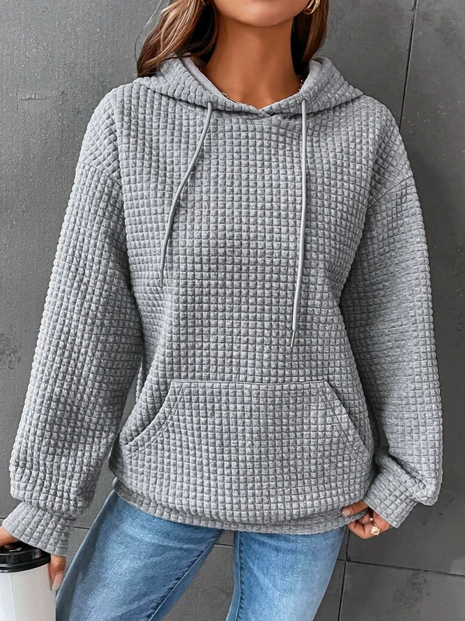 W&W Mode | Waffelstrick Hoodie Damen - lässiger Oversized Pullover