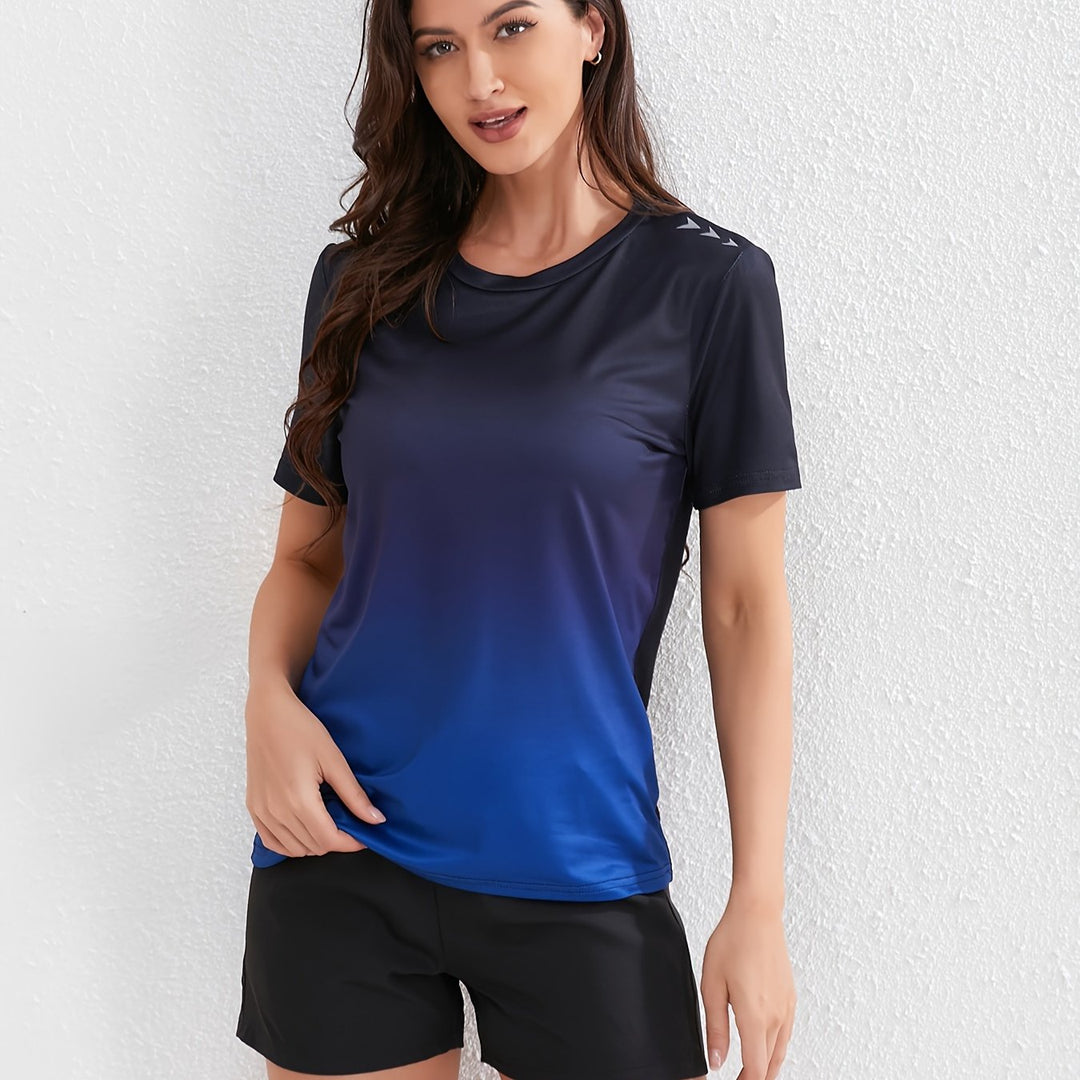 W&W Mode | Damen Ombre Sport T-shirt Mit Kurzen Ärmeln