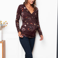 V-Ausschnitt Langarm-Shirt