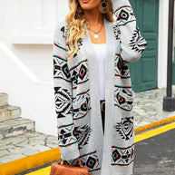 WW | Langer Ethno-Strick-Cardigan für Damen