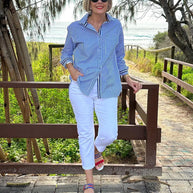 WW | Damen gestreiftes Button-Up Hemd