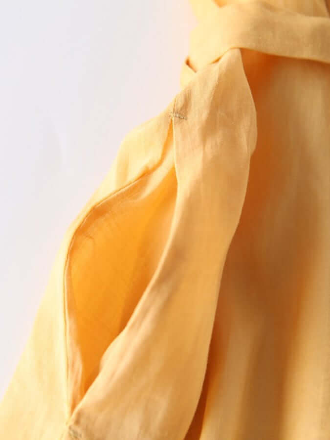 WW | und Leinen Schnürung Drei Viertel Ärmel Einfarbig Kleid