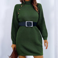 WW | Schicke Herbst Strickkleid mit Kragen und Knopfverschluss für Frauen