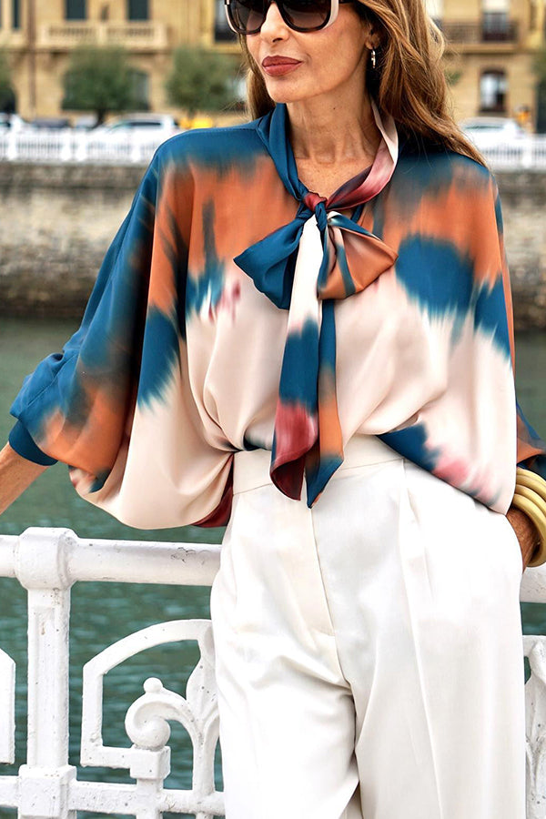 WW | Laurent Slips Hals Tie Dye Bedruckte Bluse