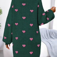 WW | Herzmuster Lange Länge Wolle Strickjacke Für Damen - Ideal für Winter