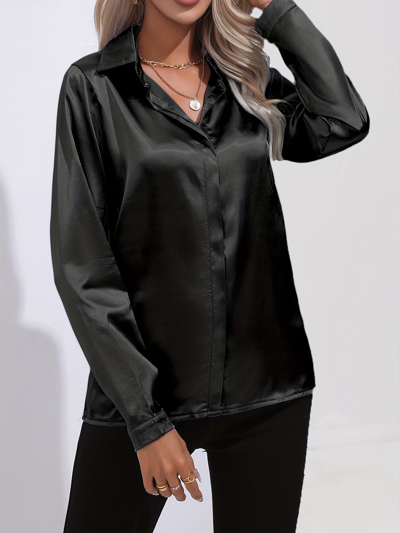 WW | Schicke Herbst Elegante Satin Bluse für Frauen