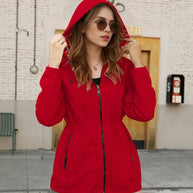 Jacke mit langen Ärmeln, Reißverschluss, Blumendruck und Kapuze