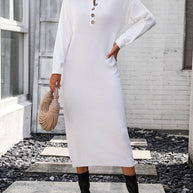 WW | Schicker Herbst Sweatkleid mit Knopfdetail für Frauen