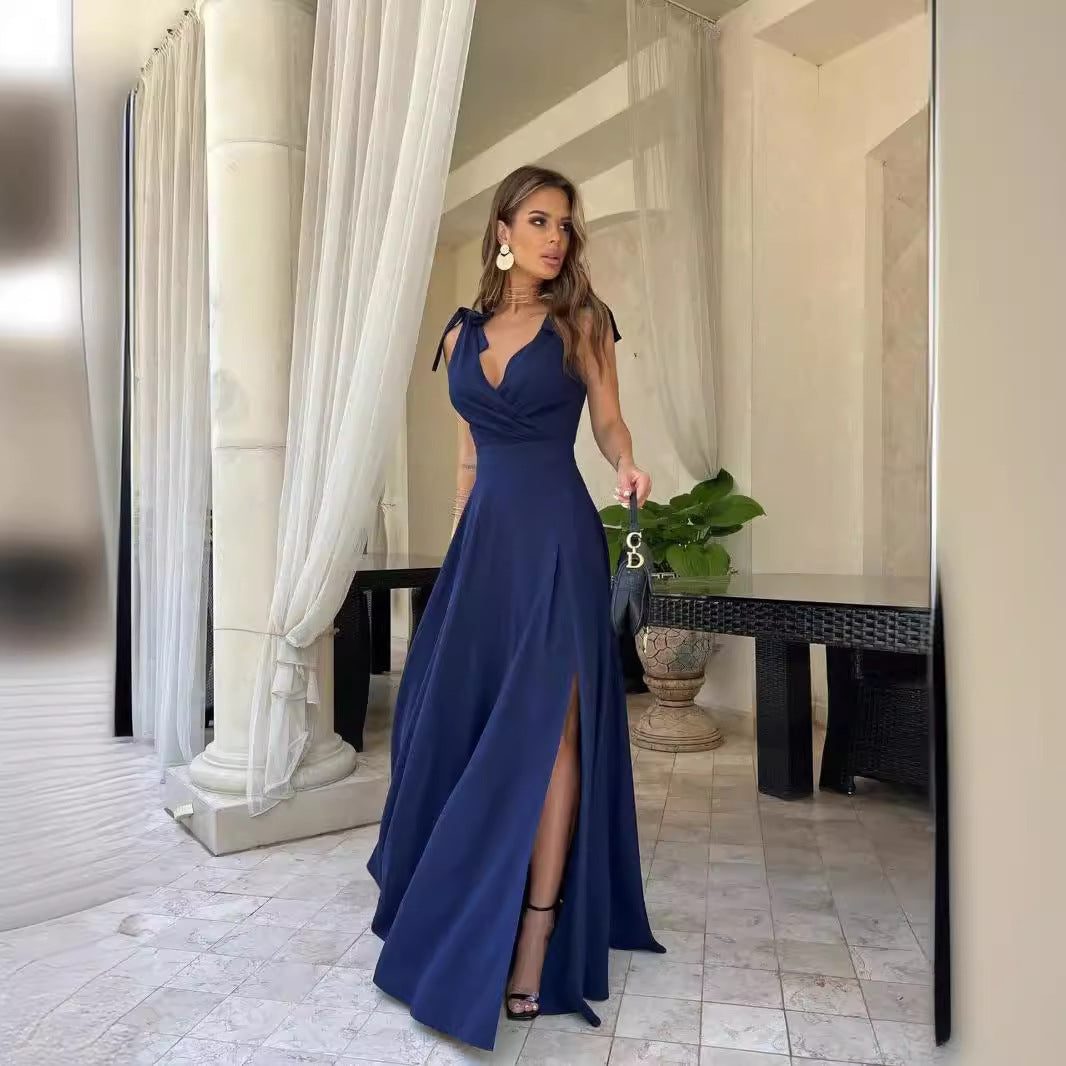 W&W Mode | Abendkleid Langer Plissierter Einfarbiger