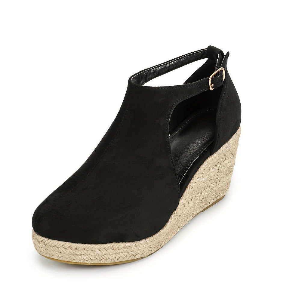 WW | Elegante Damen Espadrilles Mit Keilabsatz Und Schnallenverschluss