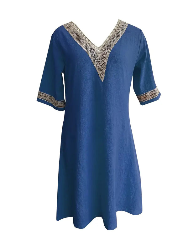 Casalina™ – Luftiges Leinen-Sommerkleid mit Stick-Details