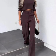 WW | Set mit Jacke und hoch taillierter gerader Hose für Damen | Stilvolles und komfortables Outfit