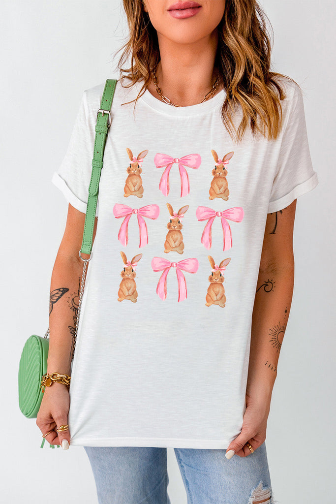 WW | Rabbit & Bow Rundhals Kurzarm T-Shirt