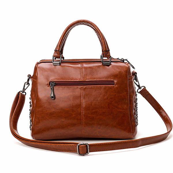 W&W Mode - Luxuriöse Leder Handtasche, Eleganter Nietenbesatz