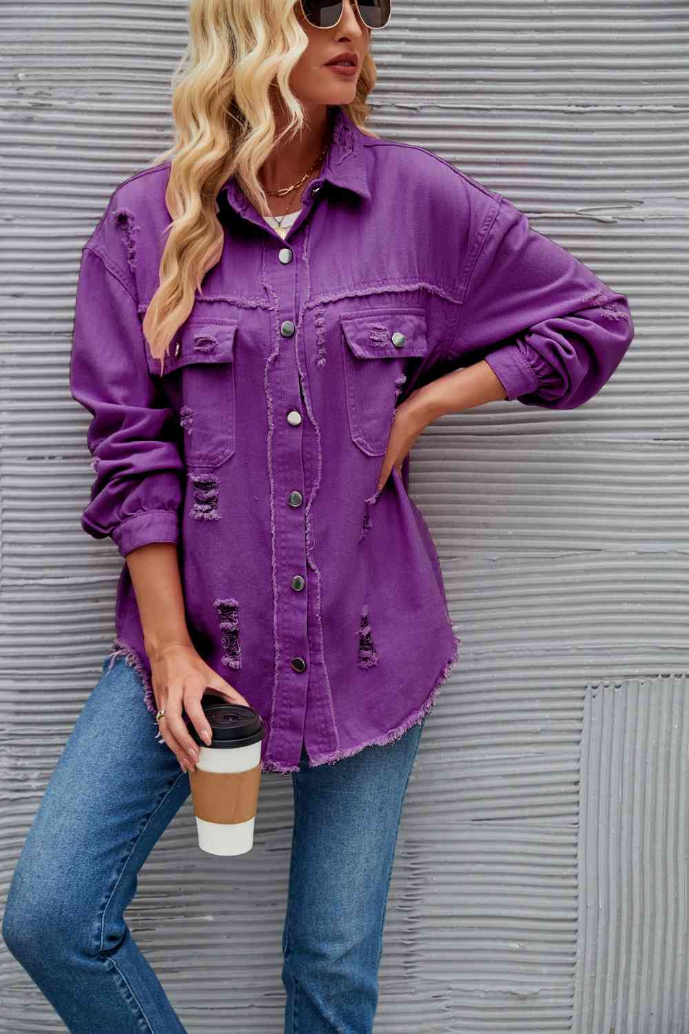 WW | Zerrissene Rohsaum-Denimjacke