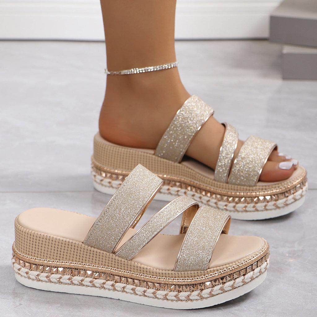 WW | Keilabsatz Sandalen Mit Schnalle Und Peeptoe Für Damen