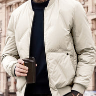 WW | Baseballkragen Reißverschluss Solides Fleece Mit Taschen Winterjacke Für Herren - Perfekt für Outdoor-Aktivitäten