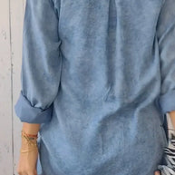 WW | Bequeme Lange Hemdbluse aus Faux-Denim